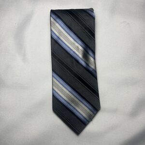 Hart Shaffner Marx Neck Tie Black Silver Stripes Silk 59" x 3.5" Classic